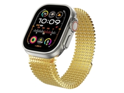 Pulsera magnética de acero inoxidable XIAOMOYU para Apple Watch de 42/41/40/38 mm con estructura molecular dorada.