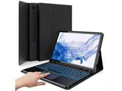 Teclado táctil retroiluminado Bluetooth compatible con Samsung Galaxy Tab S8/S7 Fe/S7 con funda protectora para tableta Facpoet
