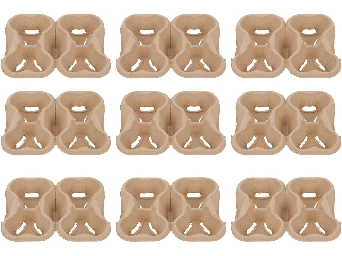 Portavasos De Cartón Kraft Corrugado, 20 Unidades, Con Base De 4 Orificios