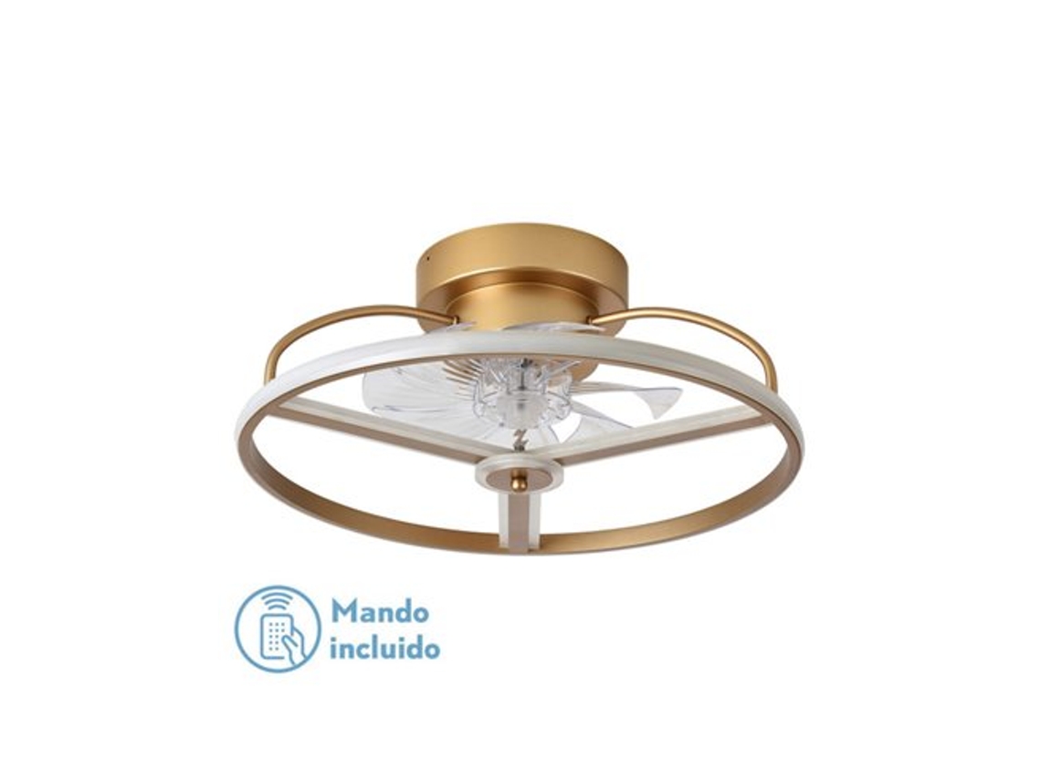 Ventilador 60w Dc Bora Dorado 8 Aspas Transp.18x50x50cm 6 velocidades 3 Colores con remoto, Memoria, Temporizador Y regulador de FABRILAMP