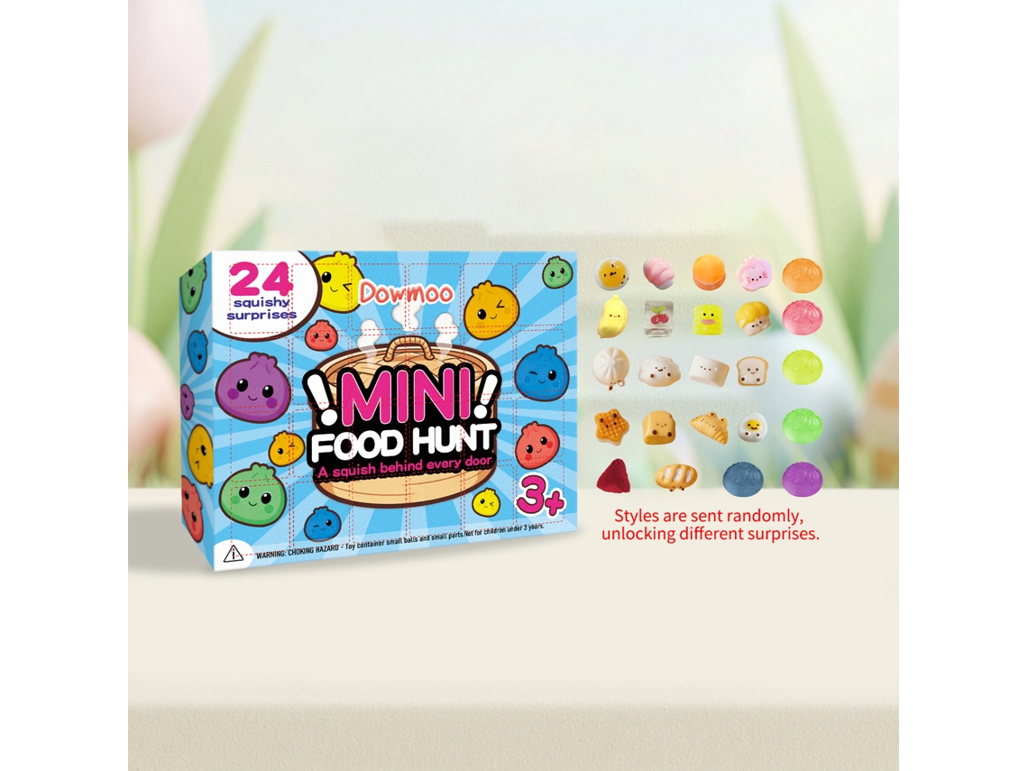Caja sorpresa de mini juguetes de comida para apretar, 24 piezas