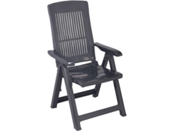 Silla de Jardín IPAE-PROGARDEN Plegable (Gris - Polipropileno - 58,5x58,5-95x92-110,5 cm)
