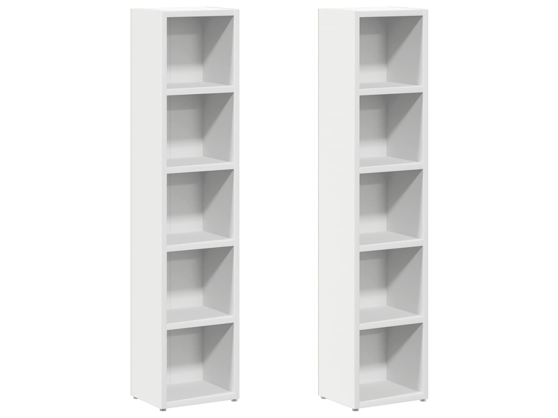 Conjunto 2 Estantería para CDs VIDAXL Blanco Madera contrachapada (21x16x93.5cm)
