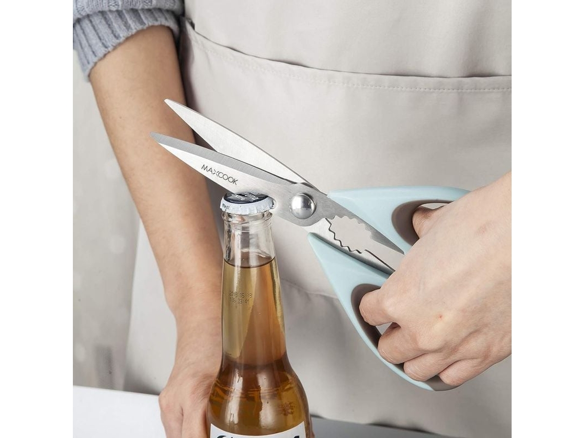 Tijeras De Cocina Linjou Multiusos, Hoja De Acero Inoxidable, Mango Antideslizante Y Tapa Protectora Con Abridor De Botellas