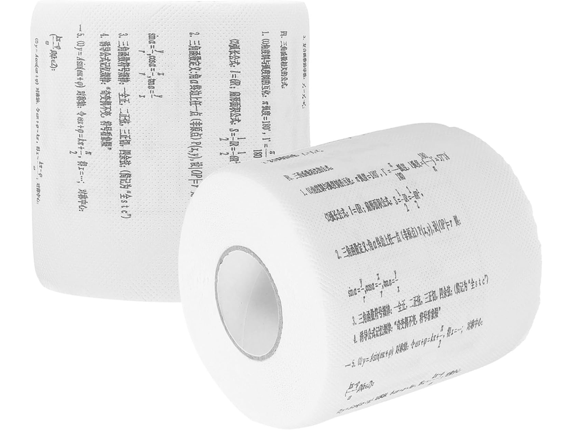 Rollos Papel Higiénico Divertidos Fáciles Transportar Fórmulas Matemáticas Paquete 2 Práctico Diseños