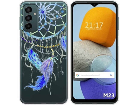 Carcasa para Samsung Galaxy M23 5G TUMUNDOSMARTPHONE Dibujos Transparente Plumas Multicolor