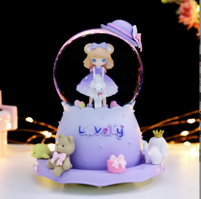 (estilo 33) Caja De Música Con Bola De Cristal Y Luz. Regalo Para El Día De San Valentín.
