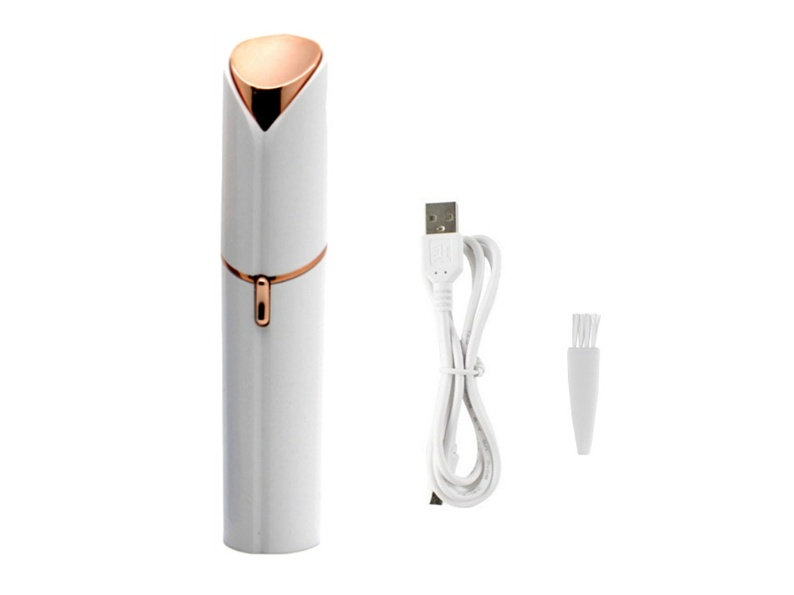 Depiladora Eléctrica Facial Para Mujer Portátil En Forma De Lápiz Labial Cargador Usb Trimmer Blanca