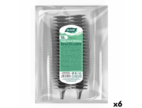Copas de cava reutilizables ALGON Negro 6 Unidades 150 ml (50 Piezas)