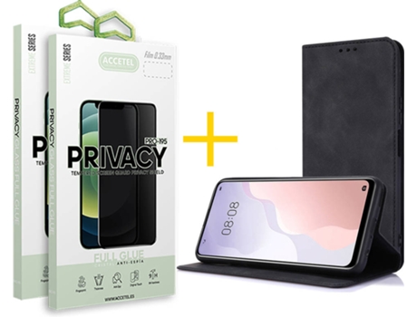 Carcasa + 2 Protectores de Pantalla para Samsung Galaxy S22 5G ACCETEL Negro