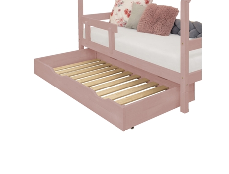 Cajón de cama 90 x 160 con somier de láminas BUDDY - rosa pastel BENLEMI