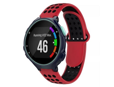 Correa Smartwatch para Garmin Forerunner 735/735XT Silicona Perforada Transpirable Bicolor (Rojo + Negro)