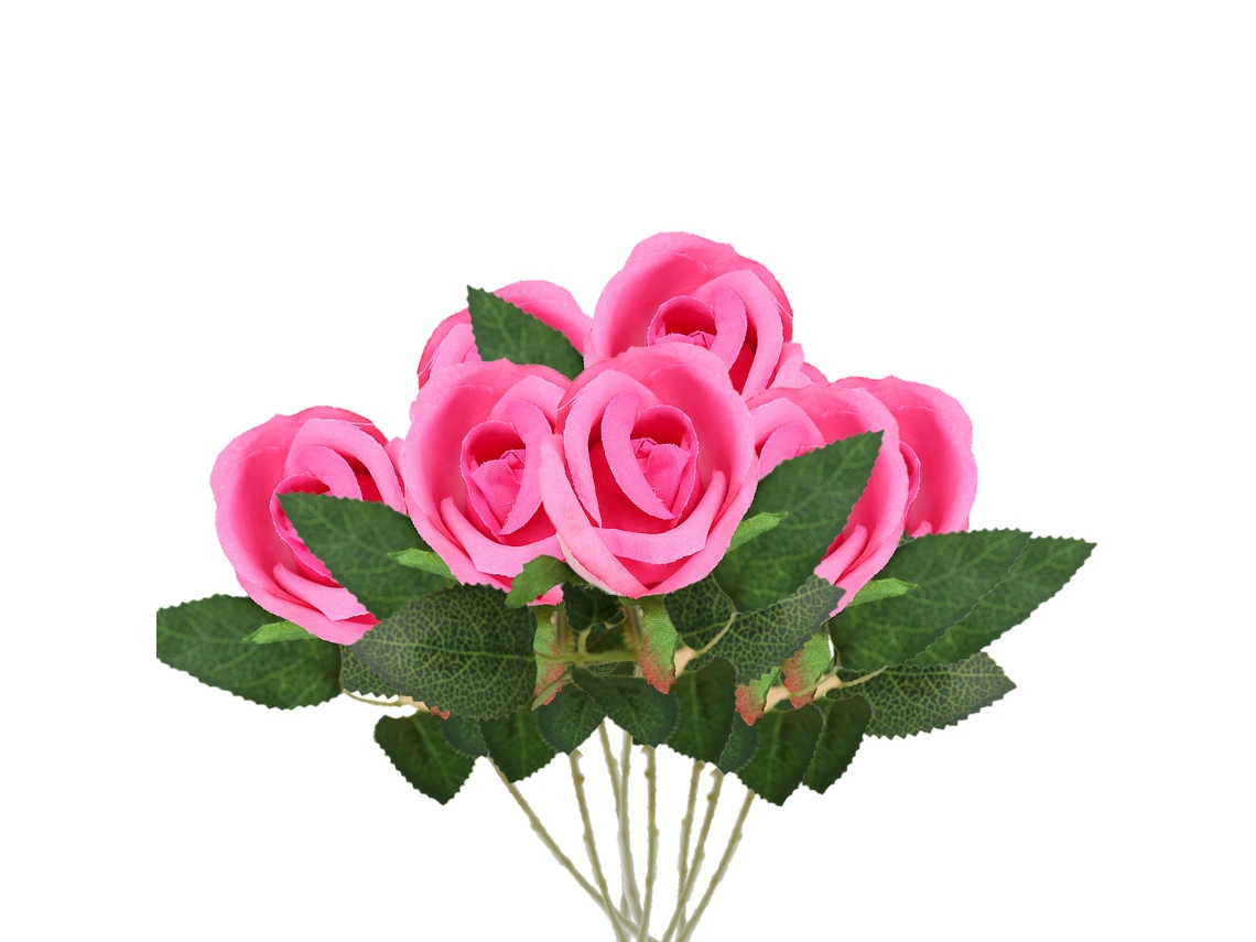 Elegante ramo de rosas artificiales de seda, rosas artificiales realistas, tallo de alambre fino y flexible para manualidades sencillas, materiales duraderos.