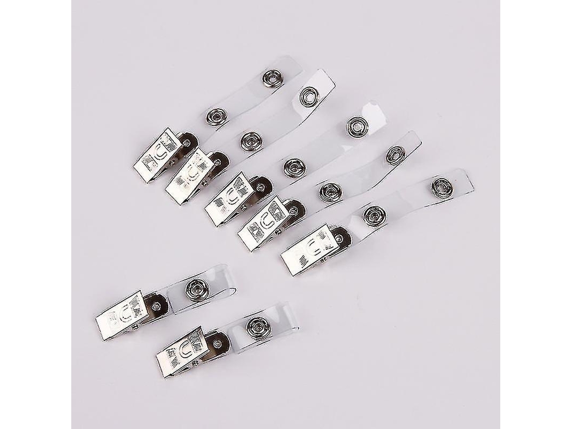 100 Clips De Metal Con Correas De Pvc Transparente Para Tarjetas De Identidad Y Portatargetas