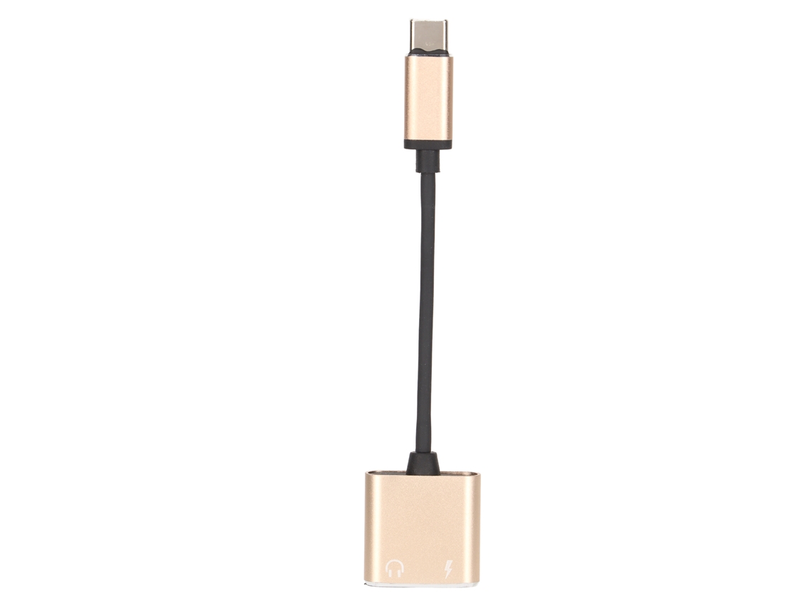 Adaptador 2 En 1 De Usb-c A 3,5 Mm Para Auriculares Y Puerto De Carga, Mini Portátil, Dorado, Aluminio.