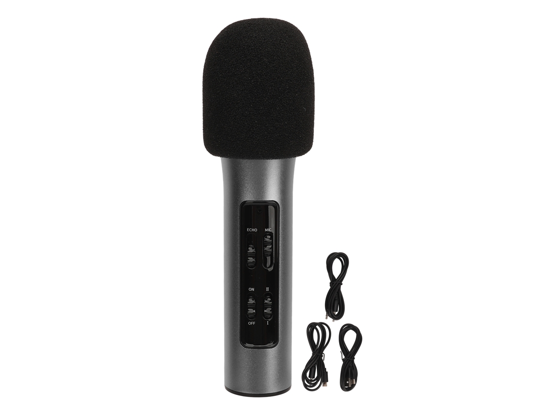 Micrófono De Mano Elegante Con Reducción De Ruido, Batería De 500 Mah, Para Cantar Y Hacer Transmisiones En Vivo - Negro