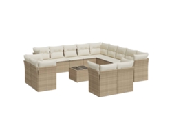 Maison Exclusive - Set Sofás De Jardín 14 Pzas Con Cojines Ratán Sintético Beige