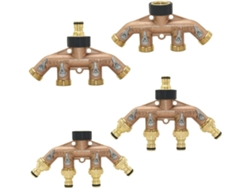 Conectores De Manguera Latón Rosca 3/4" Grifo Jardín 4 Vías Latón Latón