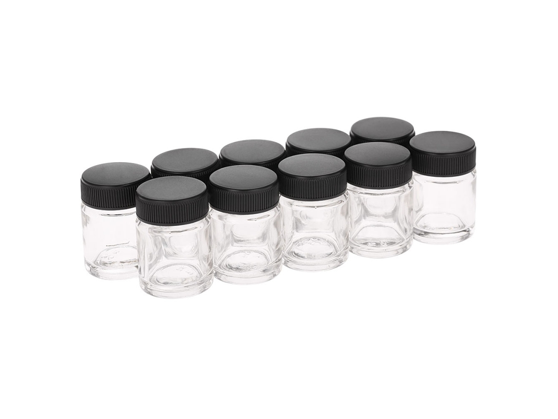 10 Botellas De Vidrio/pp Para Aerógrafo De 22 Cc (3/4 Oz) Con Tapa De Plástico.