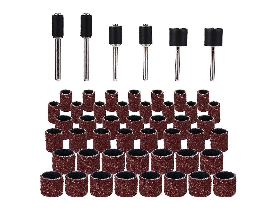 51 Peças De Ferramentas De Lixamento Para Unhas: Anéis E Mandrins De Lixa Cilíndrica Para Melhorias Domésticas E Diy 12,5x6cm Marrón