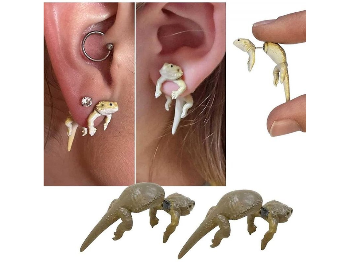 2026-aretes De Lagarto 3d Para Mujer Niñas Animal Post Studs Joyería Regalo Vintage
