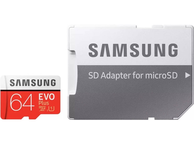 Tarjeta de Memória MicroSDXC SAMSUNG Evo Plus (64 GB - 100 MB/s - C10) + Adaptador