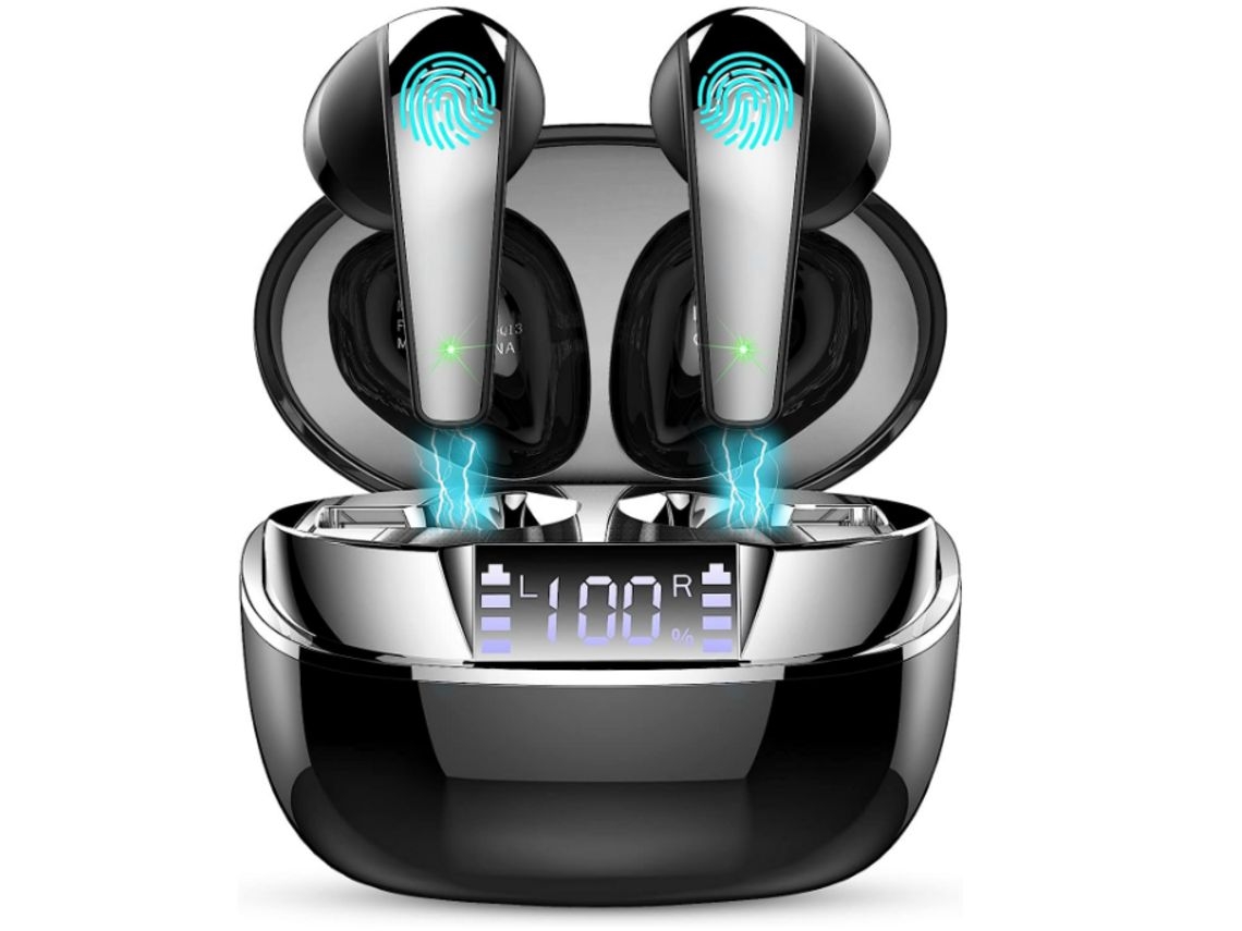 YEMAESRE Auriculares estéreo duales con cancelación de ruido Bluetooth, color negro