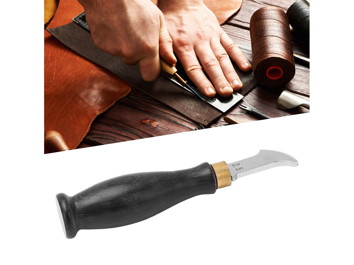 Herramienta Para Ranurar Cuero, Diseño Ergonómico, Acero Inoxidable 304, Mango De Sándalo De 2,5 Mm.