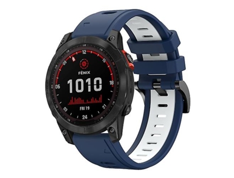 Correa De Reloj Inteligente Para Garmin Fenix 7 Solar 22 Mm Banda De Reloj De Silicona Deportiva De Azul Medianoche - Blanco VENISYMLIS