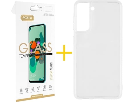 Kit Funda + Protector de Pantalla Samsung Galaxy S21 + Plus ACCETEL Liso (Transparente)