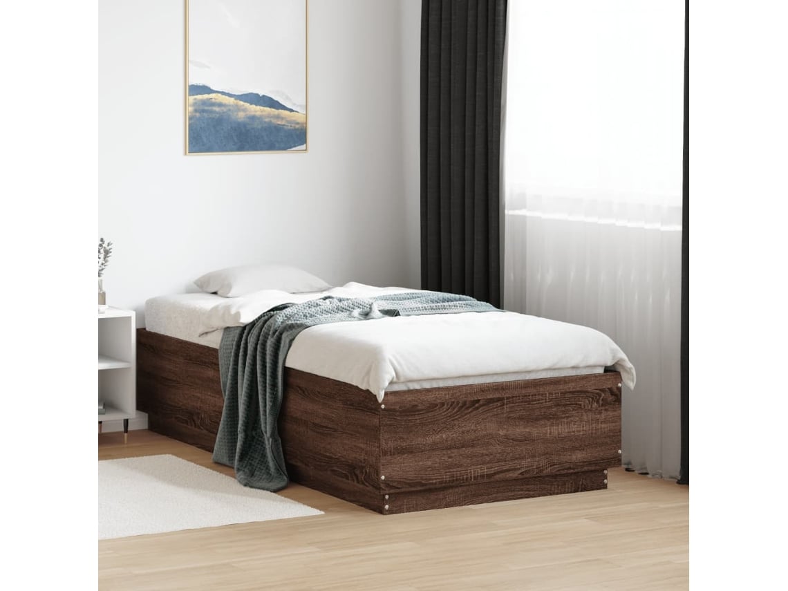 Estructura De Cama Madera De Ingeniería Roble Marrón 75x190 Cm
