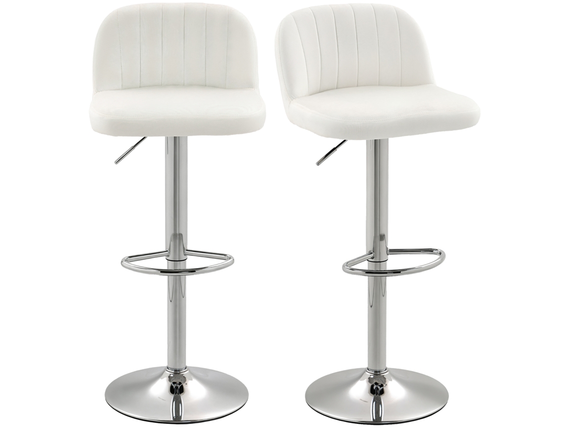2 Taburetes Altos Giratorios Ajustables De Color Crema