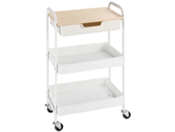 Carrito De Cocina Con Ruedas, Cajones, Cestas Y Frenos, 43,9 X 30,5 X 75,6 Cm, Blanco.