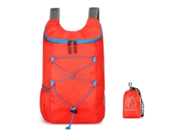 Mochila plegable grande, ligera, compacta e impermeable para viajes al aire libre, acampada, senderismo y compras, roja.