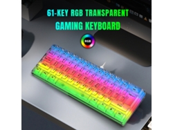 Teclado Gaming Transparente Rgb Hxsj V700t Con 61 Teclas, Teclas De Pudín Abs, Iluminación Led Cableada