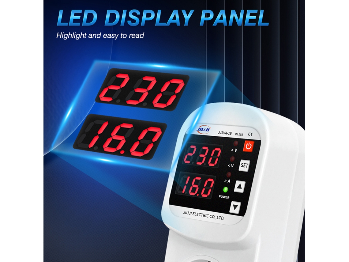 Enchufe Con Protección Automática Contra Sobretensión Y Sobrecorriente, Pantalla Led Y Reinicio Automático Para Refrigeradores.