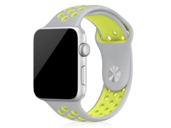 Correa deportiva de silicona compatible con Apple Watch de 42/44/45/49 mm. Talla S/M. 20 x 2 x 0,2 cm. Color gris.