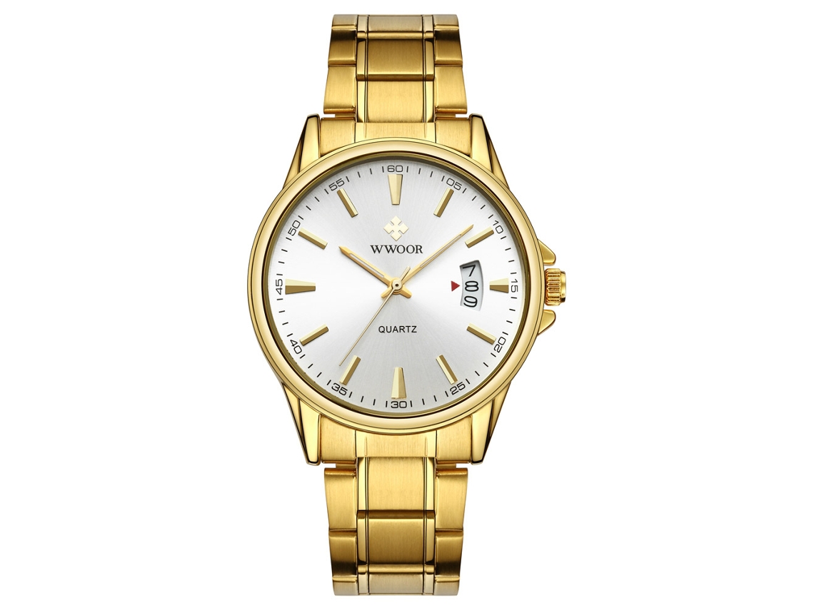 Reloj De Muñeca De Acero Inoxidable Impermeable Cuarzo Unisex Blanco