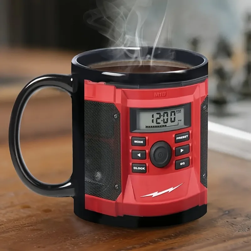 Taza De Café De Cerámica Roja Con Diseño De Herramienta Eléctrica En 3d (330 Ml)