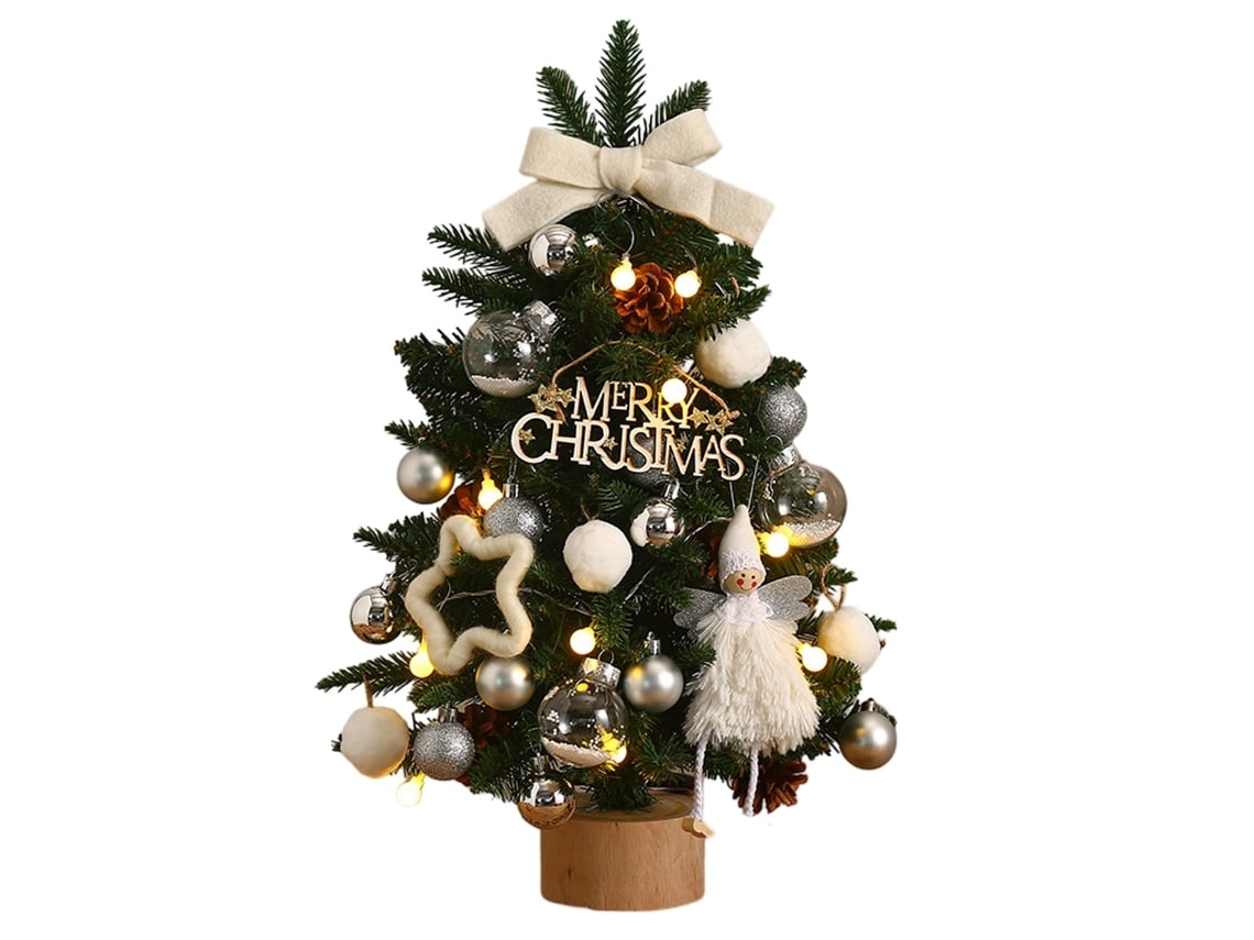 Mini Árbol De Navidad Con Luces Led Y Adornos De Estrellas, Conjunto De Decoración De Material Pvc, Bajo Consumo De Energía Y Un Diseño Mode