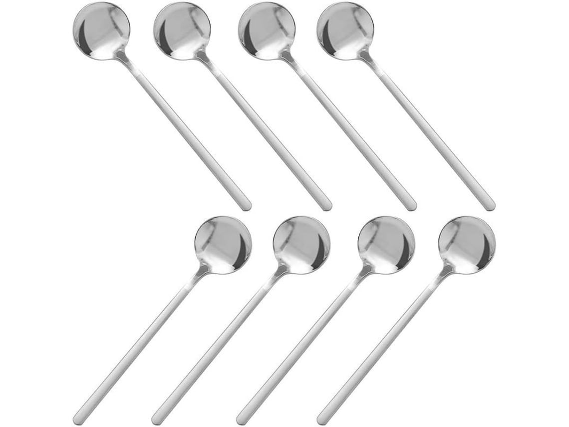 2026-32125-set De 8 Cucharas Espresso De Acero Inoxidable Chapado En Oro, Cucharillas Mini (plata)