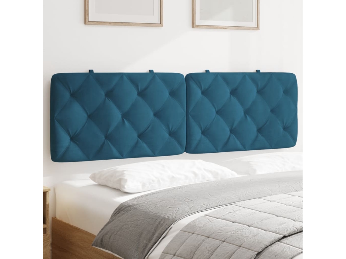 Cabecero De Cama Acolchado Terciopelo Azul 160 Cm