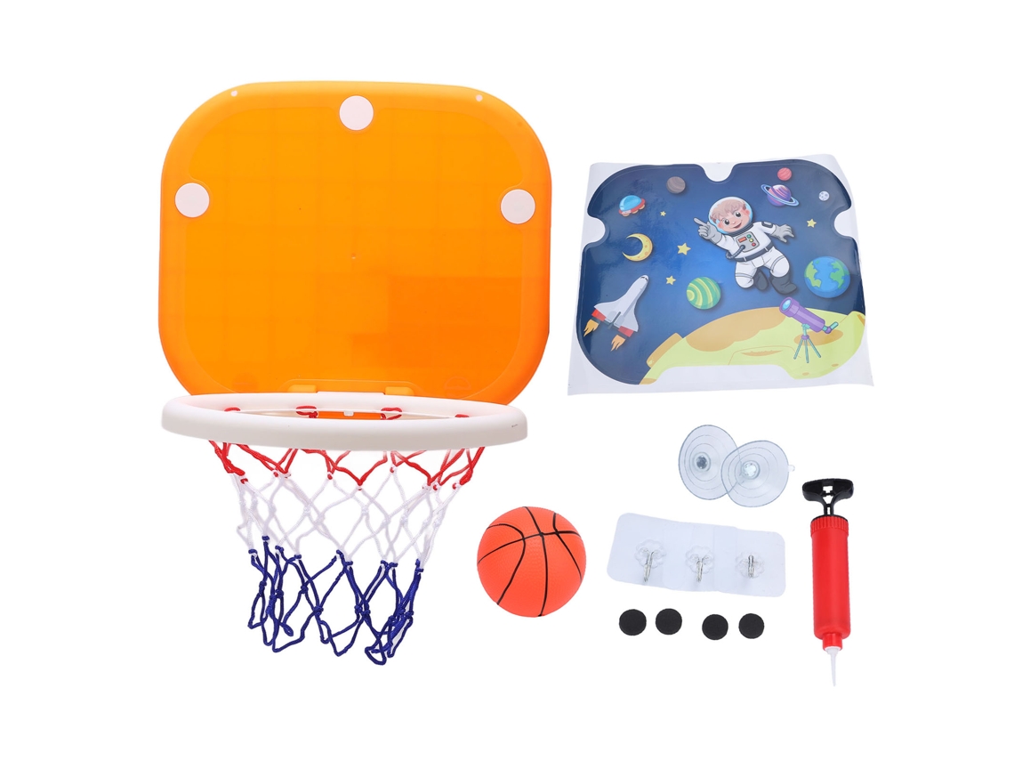 Aro De Baloncesto Plegable Para Interiores Para Niños Con Ventosa, Soporte De Pared Y Soporte De Puerta - Mini Naranja