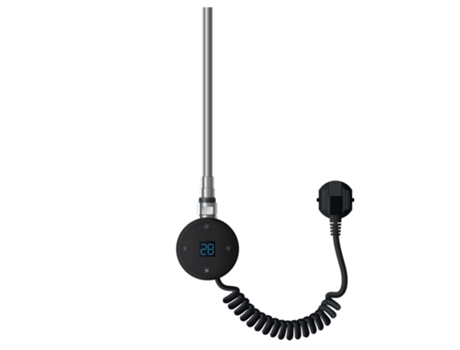 Elemento calefactor para radiador de baño 300W negro mate con termostato Pantalla LCD control de temperatura y temporizador LUXEBATH