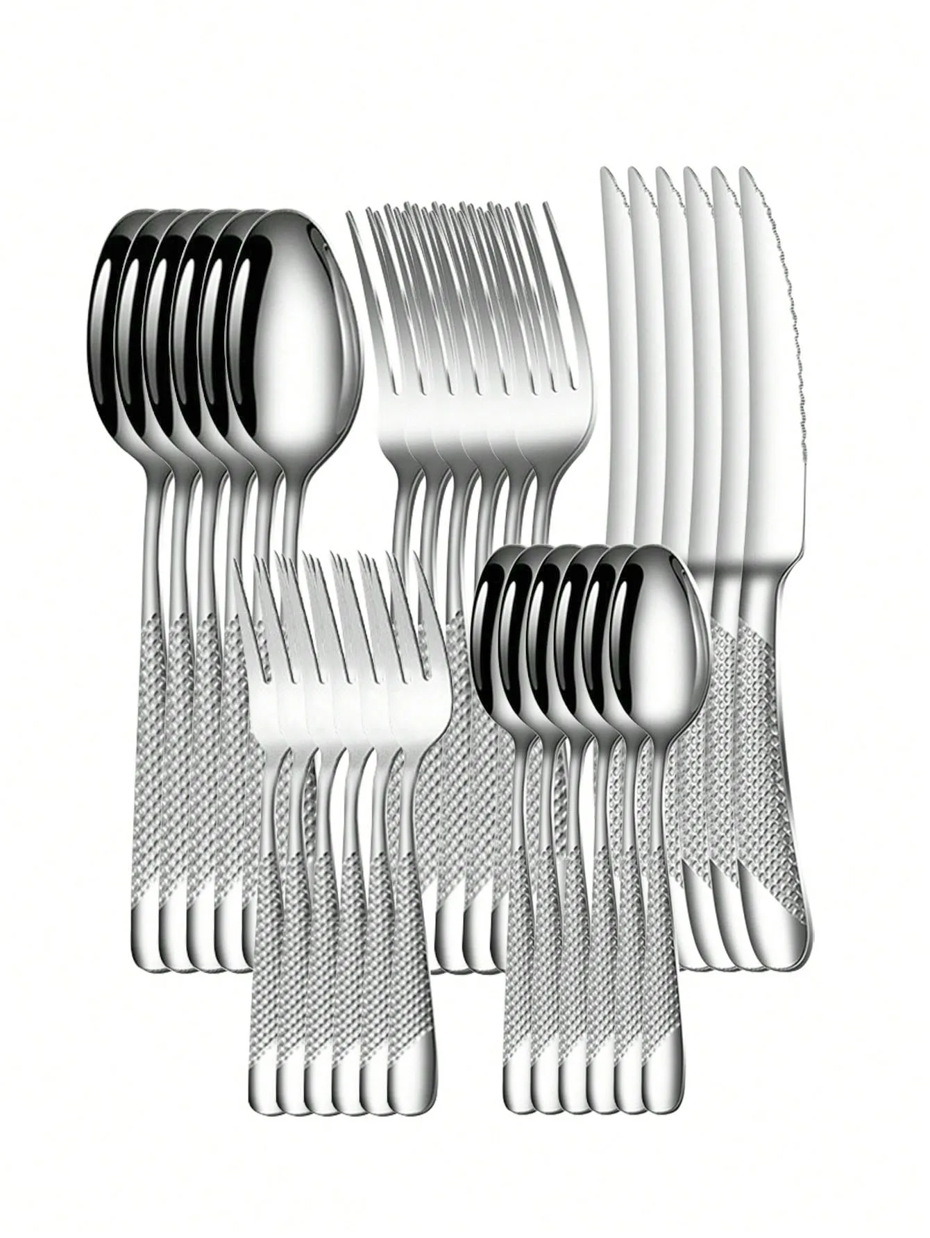 Juego de cubiertos de acero inoxidable plateado de alta calidad con 30 piezas. MDUG