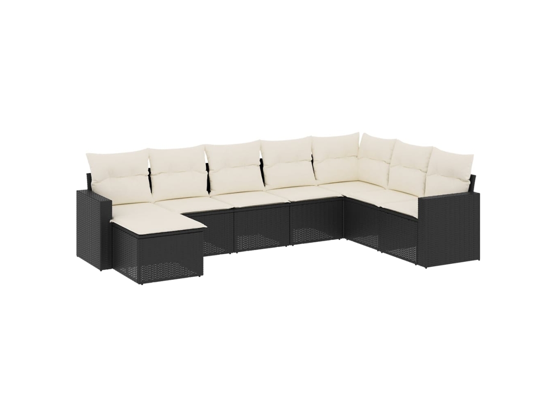 Maison Exclusive - Conjunto de sofá de jardín de 8 piezas con cojines, mimbre, negro