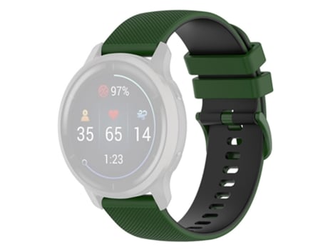 Correa de Silicona textura de cuadrícula de 20mm de dos colores para Garmin Venu2 Plus/Venu Sq/Vivomove - verde militar/negro