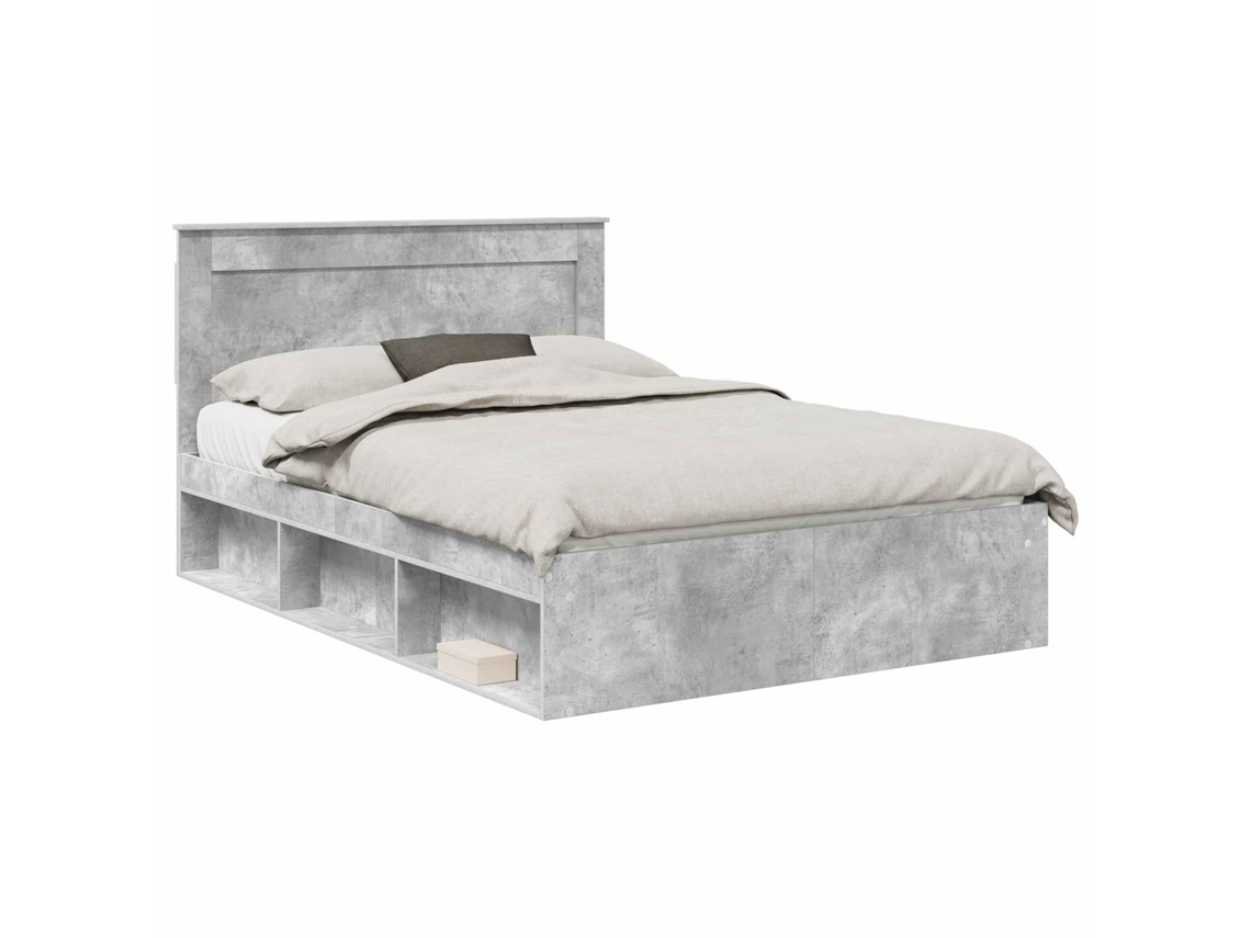 Maison Exclusive - Estructura De Cama Concreto 140 X 190 Cm Madera De Pino Macizo