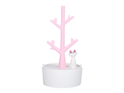 JILLIOPER Soporte de Almacenamiento para Joyas con Diseño de Árbol y Gato de Dibujos Animados - Portacollares y Pendientes, Organizador (Rosa)