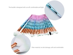 Juego de 20 brochas de maquillaje de unicornio, polvos, base, sombras de ojos, rosa y azul claro USHION